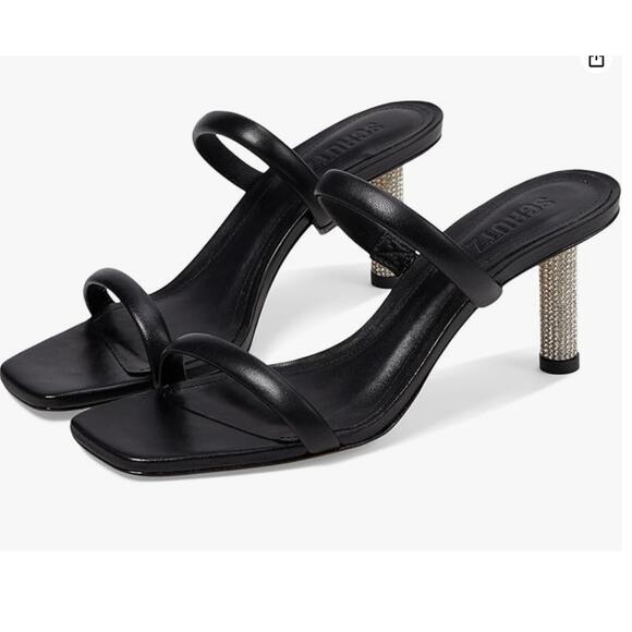 SCHUTZ Shoes - SCHUTZ New Taliah Mid Glam Heel Sandal in Black // 9.5